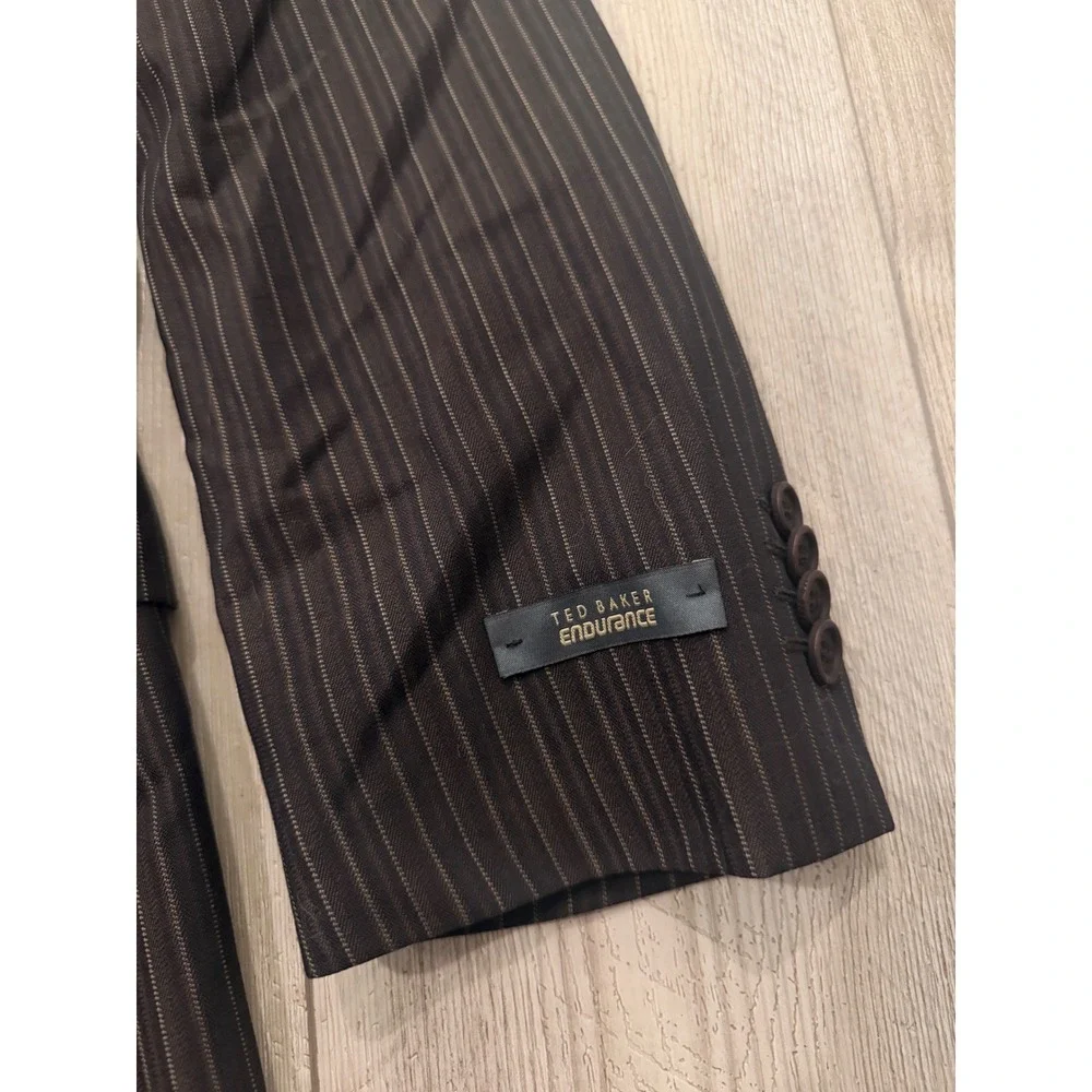 Ted Baker Endurance Mens Brown Pinstripe Wool‎ Cashmere Suit Jacket Blazer NWT